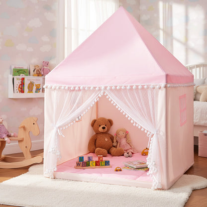 Large Childrens Play Tent House with Padded Mattress, Tent with Mosquito Net and 2 Windows