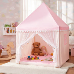 Large Childrens Play Tent House with Padded Mattress, Tent with Mosquito Net and 2 Windows