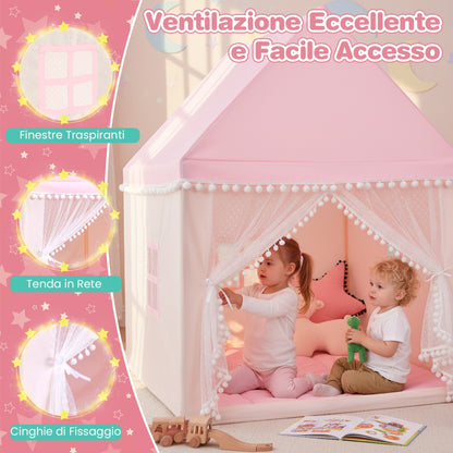 Large Childrens Play Tent House with Padded Mattress, Tent with Mosquito Net and 2 Windows