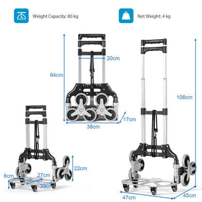 Outdoor Folding Hand Truck with 4 Universal Wheels and Elastic Rope