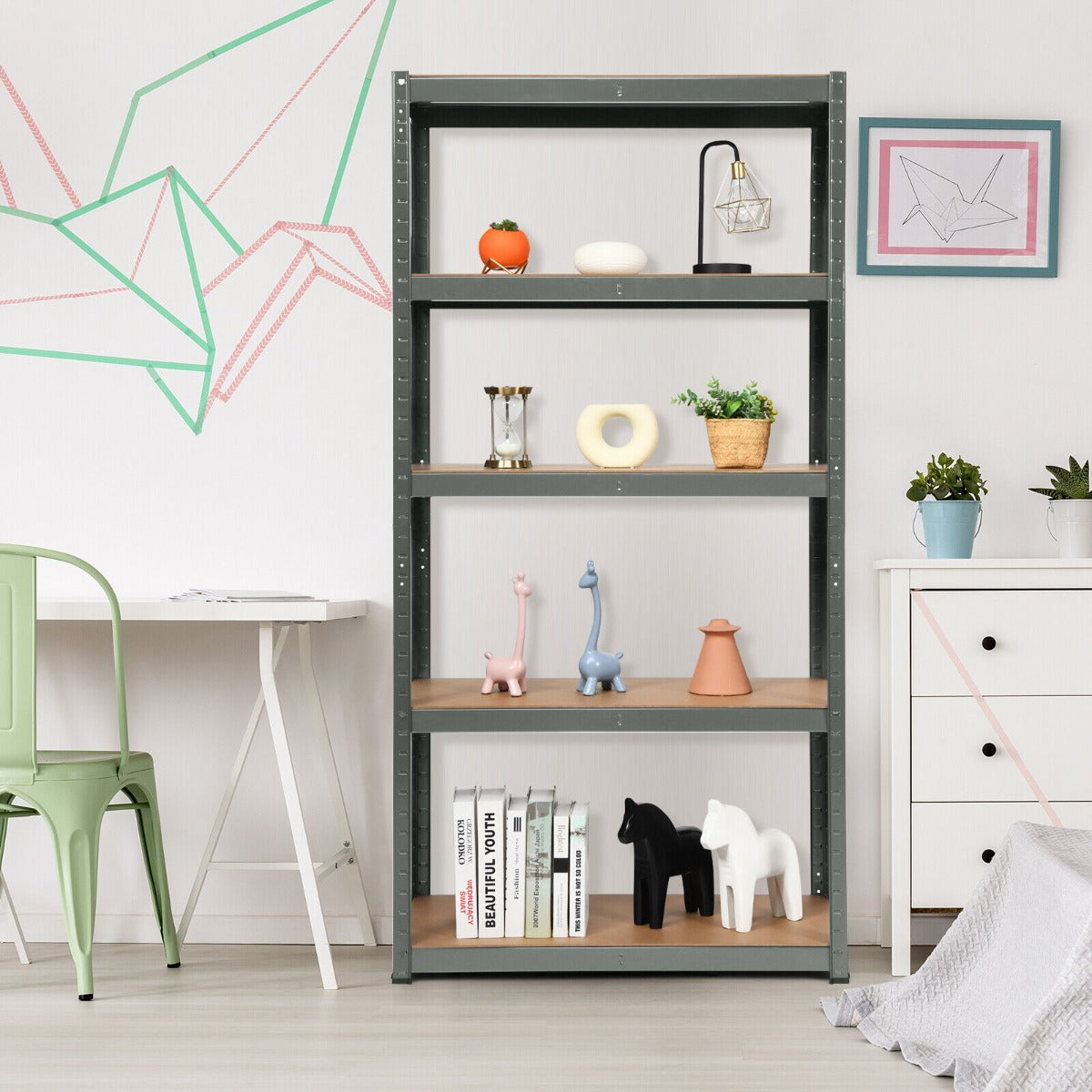 1.8m Warehouse Shelving for Books and Kitchenware-Gray