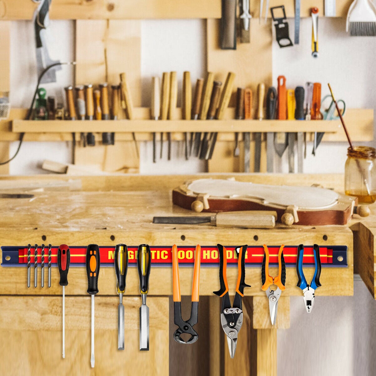 Set of 6 Magnetic Tool Strip Holder with Mounting Screws