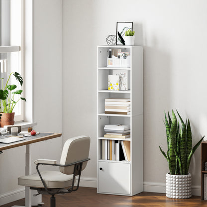HOMCOM 6-Tier 156 cm Tall Bookcase - White