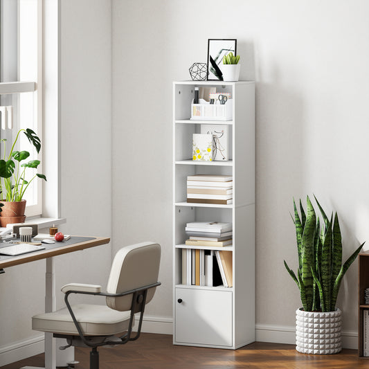 HOMCOM 6-Tier 156 cm Tall Bookcase - White