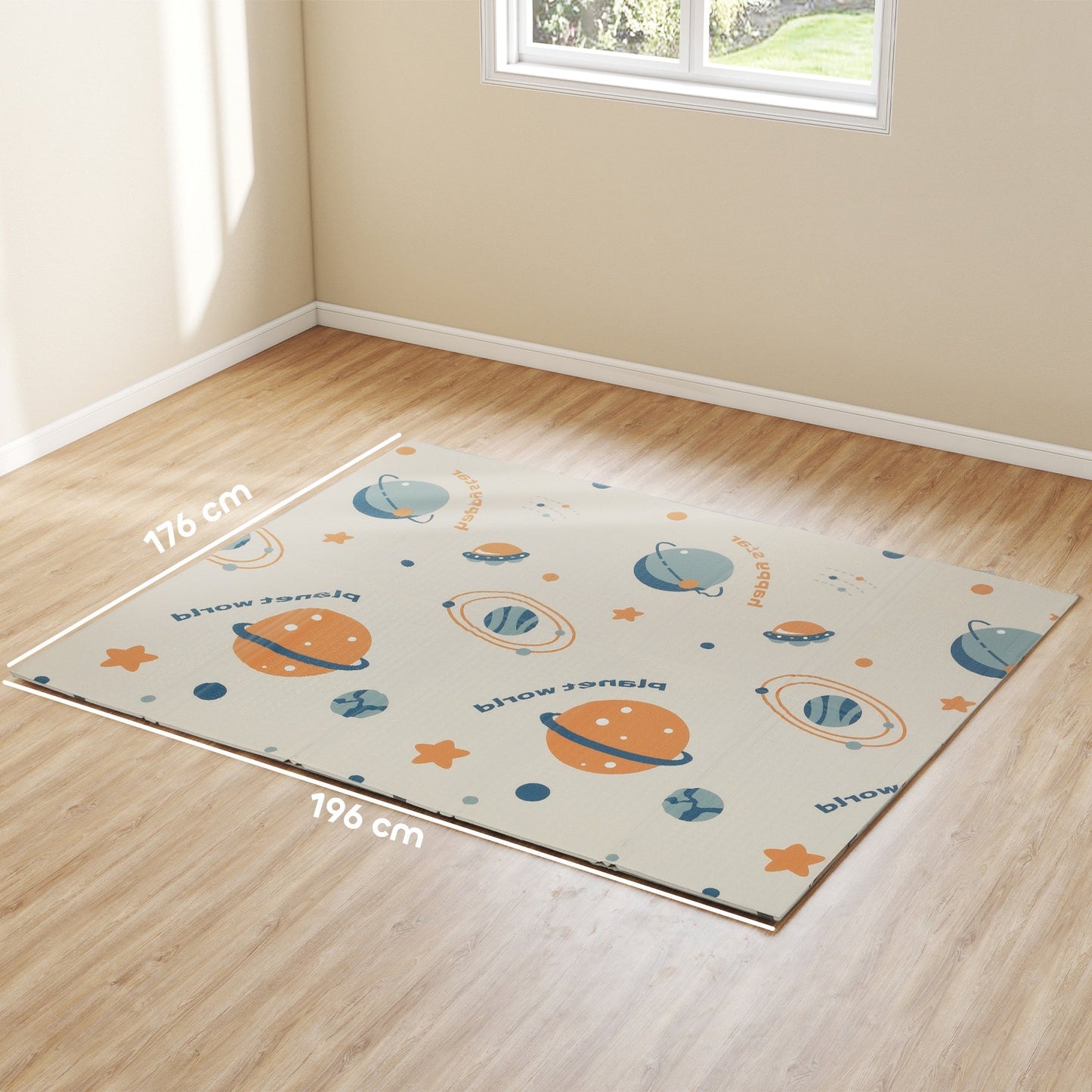 AIYAPLAY Baby Play Mat, Double Sideded Foldable Kids Crawling Mat, Reversible & Waterproof, Astronaut and Planet