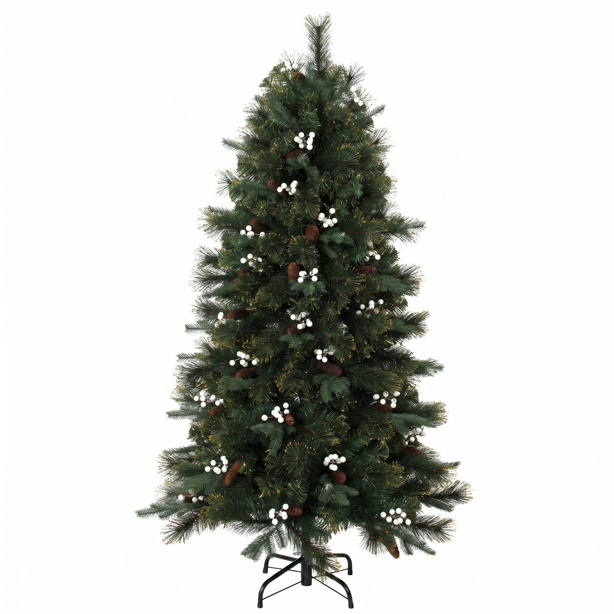HOMCOM 5ft Artificial Christmas Tree, Fir Hinged Xmas Tree with 490 Branch Tips, Foldable Metal Stand, Easy Assembly, Green