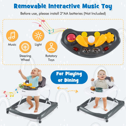 Toddler Activity Center Push Walker with 3 Adjustable Heights-Grey