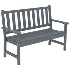 Outsunny 2 Seater Plastic Garden Bench, Outdoor Patio Bench with Armrest and Backrest, Weatherproof Outdoor Furniture for Balcony