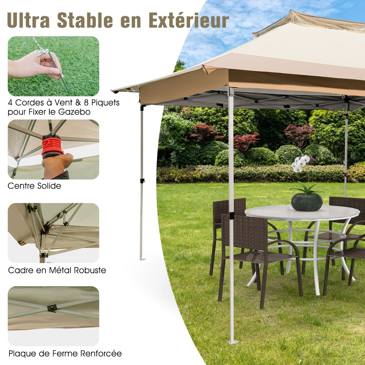 Pop up Gazebo with Vented Top and Portable Canopy Shelter-without Mesh Netting