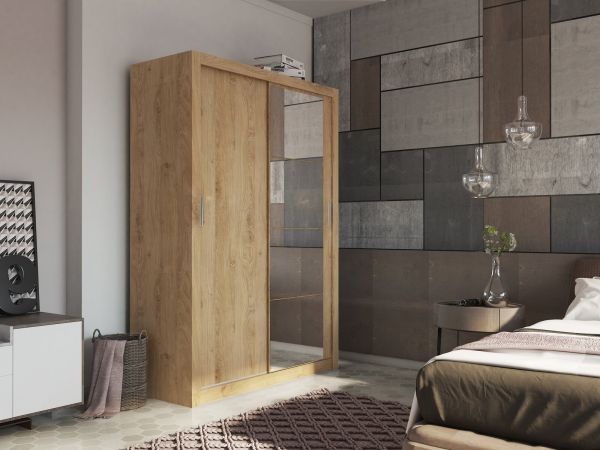 Tourville 2 Door Sliding Wardrobe 150cm - White, Black, Oak,Grey