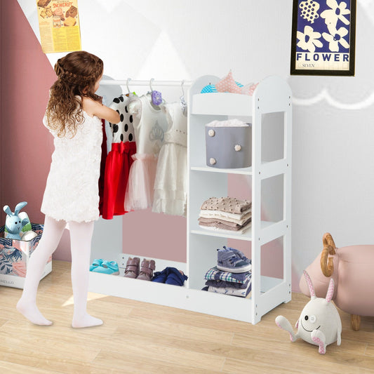Kids Dress Up Storage with Mirror-White