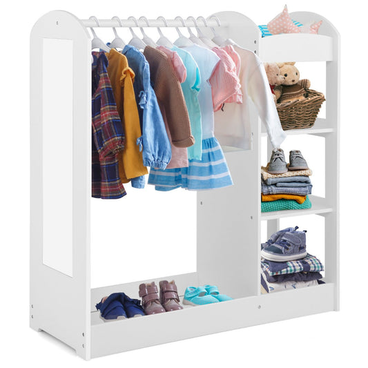 Kids Dress Up Storage with Mirror-White