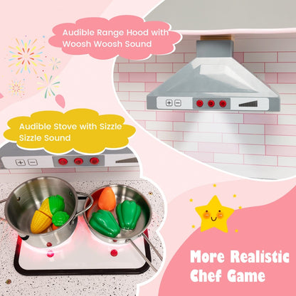 Kids Corner Play Kitchen with Apron and Chef Hat