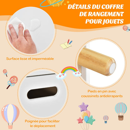 Kids Toy Box with Safety Hinge for Playroom-White