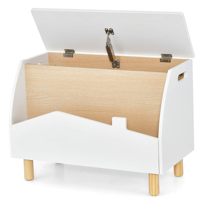 Kids Toy Box with Safety Hinge for Playroom-White