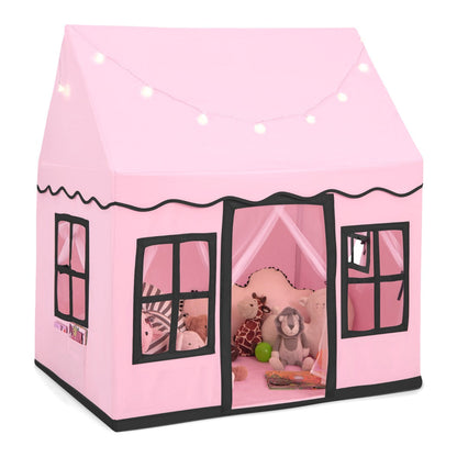 Indoor Kids Play Tent with Star Lights for Children Boys Girls Gift-Pink