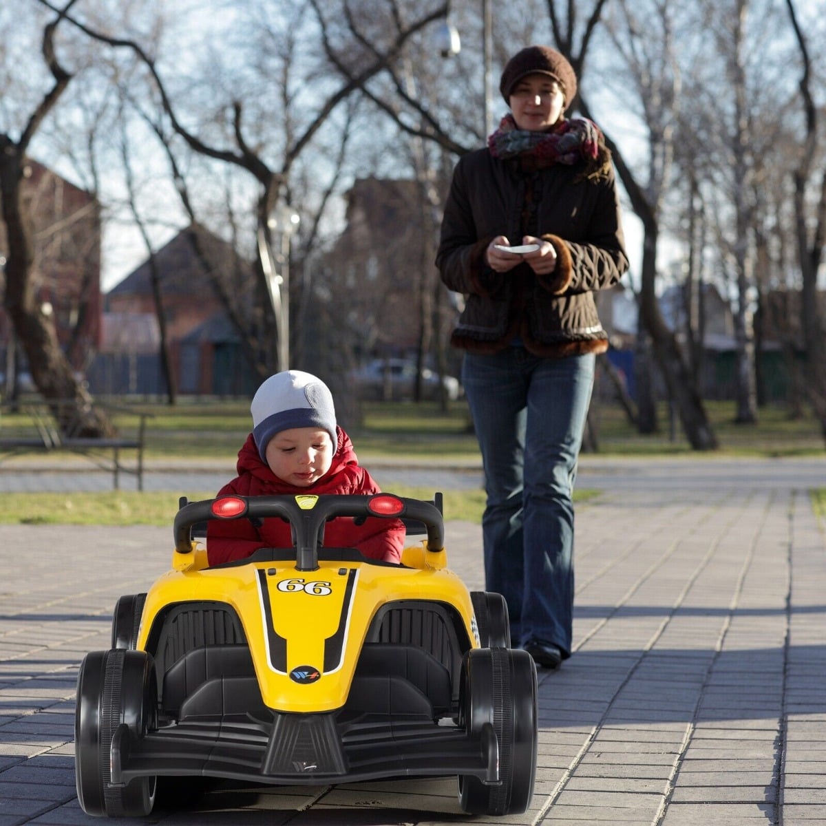 12V Battery Powered Kids Ride on Car with Remote Control and MP3 Music-Yellow