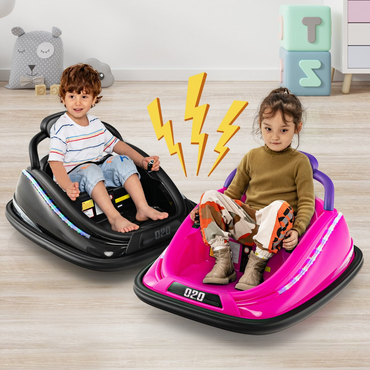 Electric Bumper Car with Remote Control-Pink