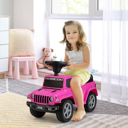 Licensed Jeep Ride On Push Car with Steering Wheel and Engine Sound for Ages 18-36 Months-Pink