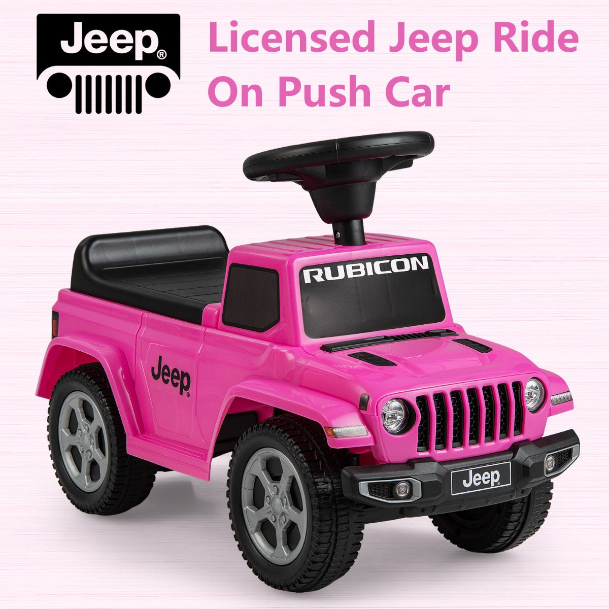 Licensed Jeep Ride On Push Car with Steering Wheel and Engine Sound for Ages 18-36 Months-Pink