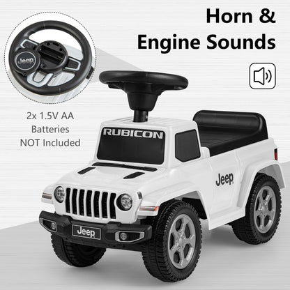 Licensed Jeep Ride On Push Car with Steering Wheel and Engine Sound for Ages 18-36 Months-White