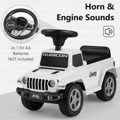 Licensed Jeep Ride On Push Car with Steering Wheel and Engine Sound for Ages 18-36 Months-White