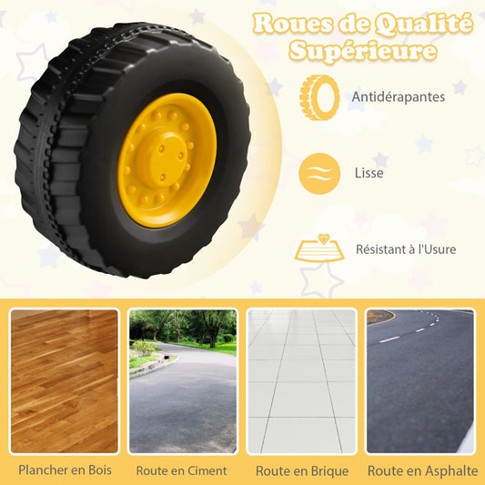 Kid's Rid-On Digger with Rotatable Digging Bucket-Yellow