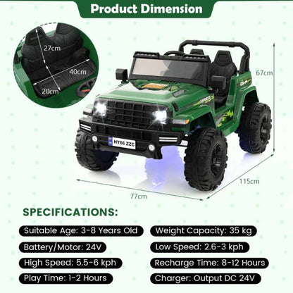 2-Seater Ride-on Car with Parent Remote Control-Green