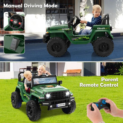 2-Seater Ride-on Car with Parent Remote Control-Green