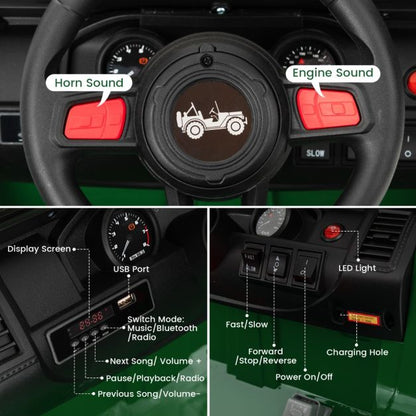 2-Seater Ride-on Car with Parent Remote Control-Green