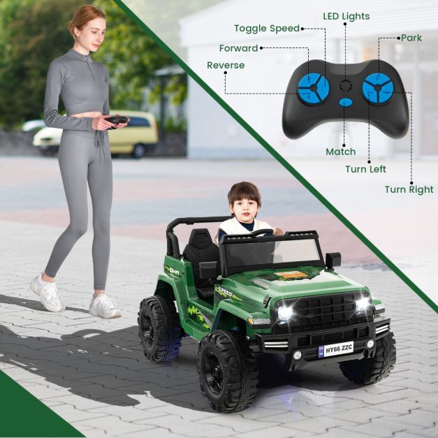 2-Seater Ride-on Car with Parent Remote Control-Green