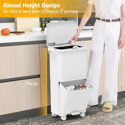 Trash Can with 2 Removable Bins and Tilting Compartment