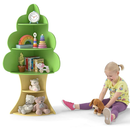 Tree Bookshelf for Kids 5-Tier Children Book Display Rack-Green