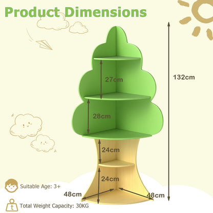 Tree Bookshelf for Kids 5-Tier Children Book Display Rack-Green
