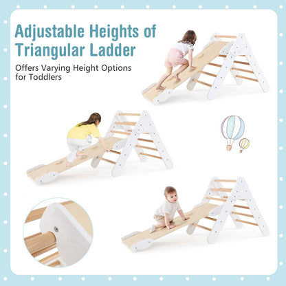 5-in-1 Triangle Climbing Toys with Arch Ramp for 1+ Years Old-White