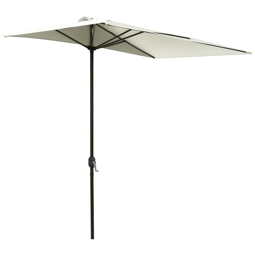 Outsunny Balcony Half Parasol Semi Round Umbrella Patio Crank Handle (2.3 m, Beige)- NO BASE INCLUDED