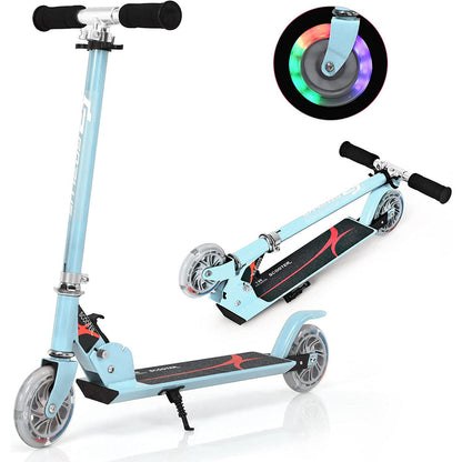 Kids Aluminum Folding Stunt Scooter with LED Wheels-Navy