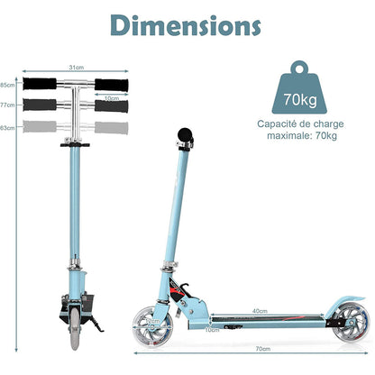 Kids Aluminum Folding Stunt Scooter with LED Wheels-Navy