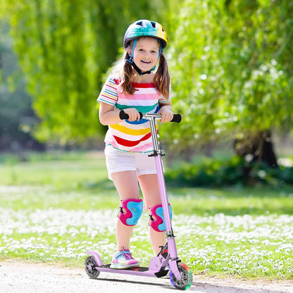Kids Aluminum Folding Stunt Scooter with LED Wheels-Purple