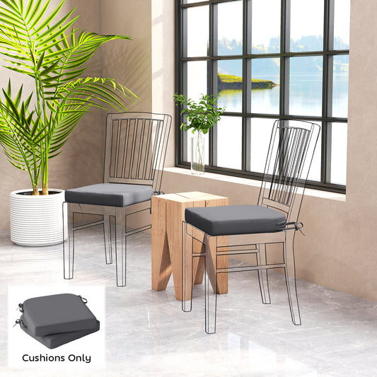 Outsunny Outdoor Chair Seat Cushions Set of 2, Garden Chair Cushions with 7cm Thick Foam & Ties, Dark Grey