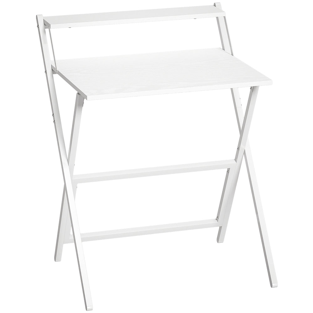 HOMCOM 70 cm Folding Computer Desk with Monitor Shelf - White