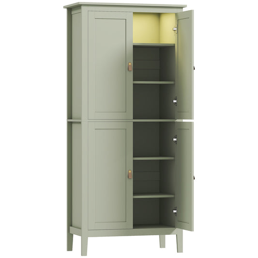 HOMCOM Tall Pantry Cupboard with Motion Sensor LED Light - Green