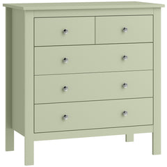 HOMCOM 5 Drawer Dresser for Bedroom, Modern Chest of Drawers, Wide Storage Unit for Living Room, Hallway, Sage Green
