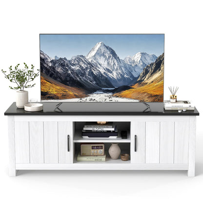 TV Stand with 2 Doors and Storage Shelves for TVs up to 65 Inches-Black & White