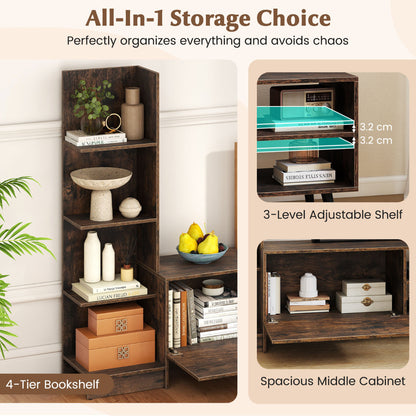 TV Stand for TVs up to 50 Inches with Adjustable Shelf for Living Room Bedroom-Rustic Brown