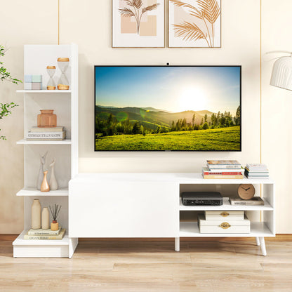 TV Stand for TVs up to 50 Inches with Adjustable Shelf for Living Room Bedroom-White