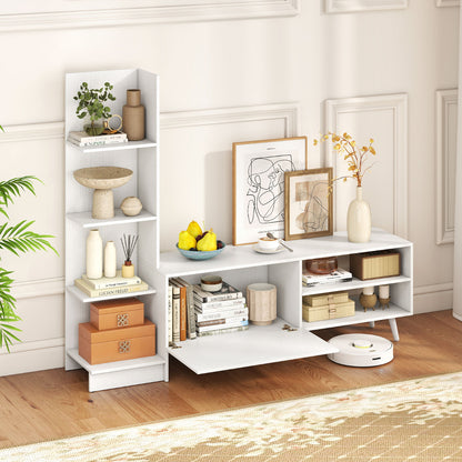 TV Stand for TVs up to 50 Inches with Adjustable Shelf for Living Room Bedroom-White
