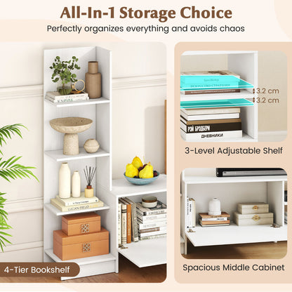 TV Stand for TVs up to 50 Inches with Adjustable Shelf for Living Room Bedroom-White