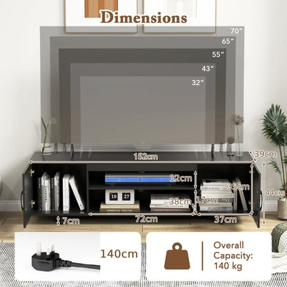 TV Stand for TVs up to 70 Inches with Power Outlet and 2 Cable Holes-Black