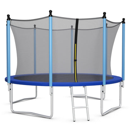 8/10/12FT Outdoor Trampoline with Enclosure Net and Ladder-12FT